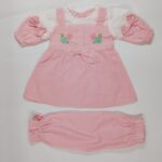 frock pink cotton flower bow (4)