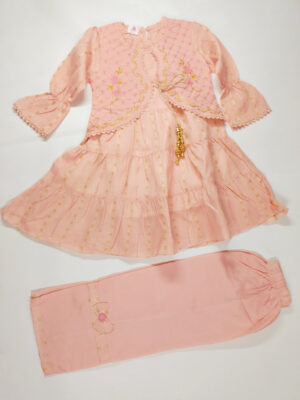 frock wasitcoat style bow embrowdery with inside organza (2)