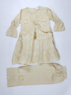 Frock Wasitcoat style Bow Embrowdery with inside Organza