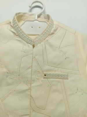 shalwar kameez waistcoat 3pc cream minimalist embroidery (5)