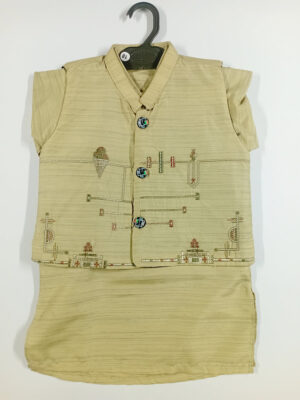 shalwar kameez waistcoat shine baby embroided cream (6)