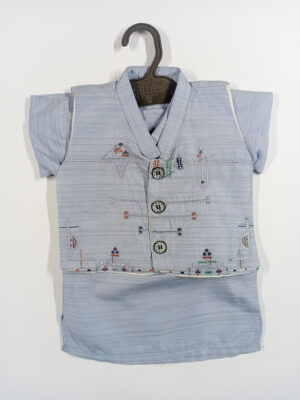 shalwar kameez waistcoat shine baby embroided green (4)