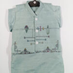 shalwar kameez waistcoat shine baby embroided green (8)