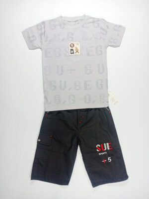 shirt polo cotton with sports shorts light blue (3)